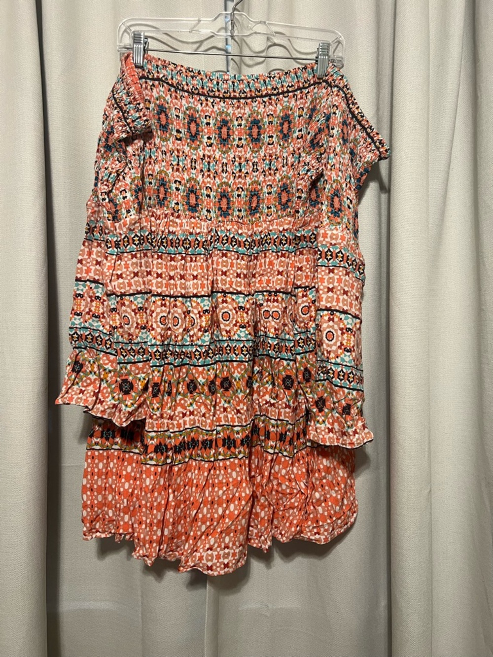 Torrid Off Shoulder Dress - Coral Multi